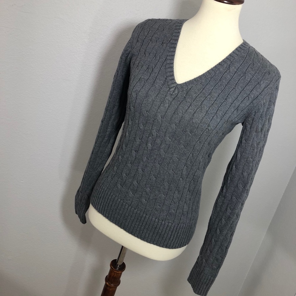Tommy Hilfiger V-Neck Pullover Sweater {Gray}